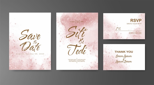 Invitación de boda con fondo abstracto de acuarela
