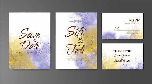Invitación de boda con fondo abstracto de acuarela