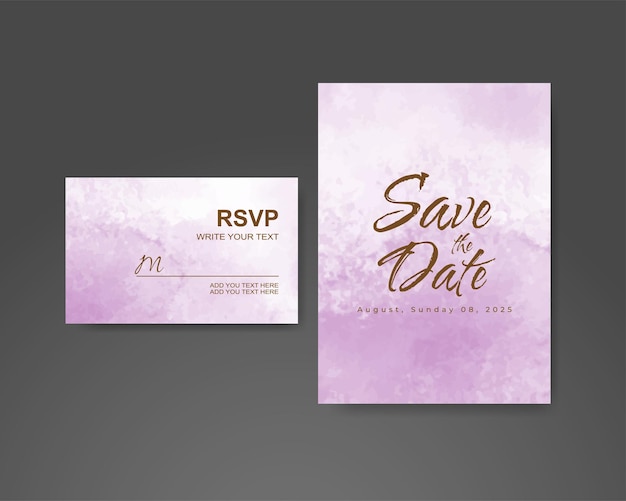 Invitación de boda con fondo abstracto de acuarela