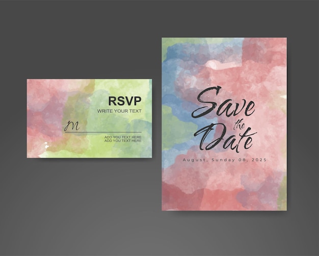 Invitación de boda con fondo abstracto de acuarela