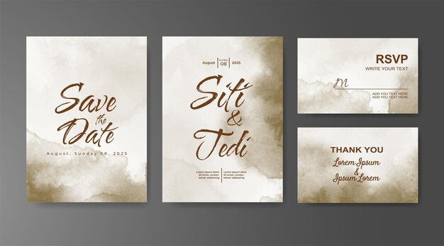 Invitación de boda con fondo abstracto de acuarela