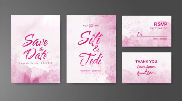 Invitación de boda con fondo abstracto de acuarela