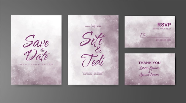 Invitación de boda con fondo abstracto de acuarela