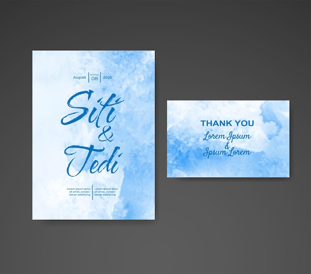 Invitación de boda con fondo abstracto de acuarela