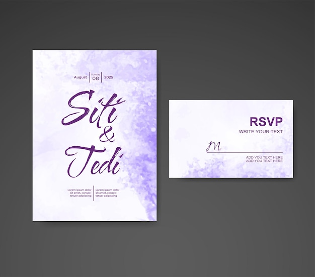 Invitación de boda con fondo abstracto de acuarela