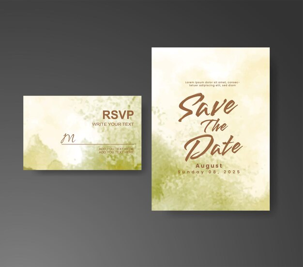 Invitación de boda con fondo abstracto de acuarela