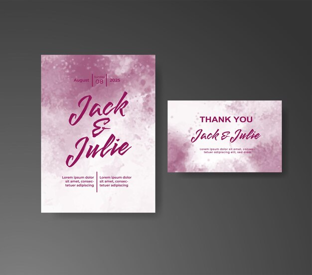 Invitación de boda con fondo abstracto de acuarela