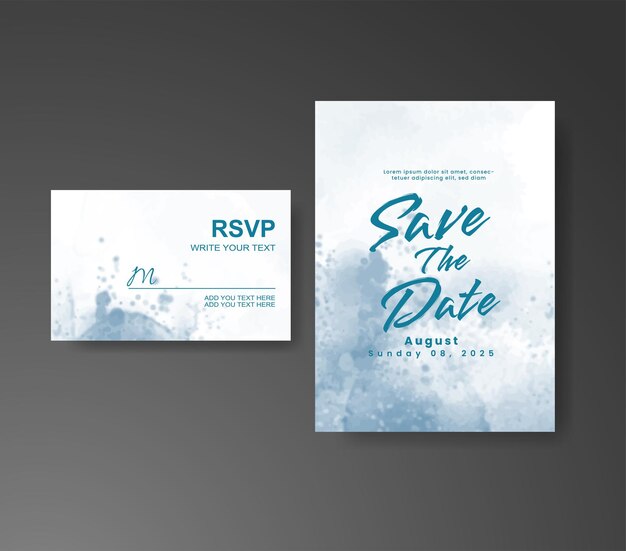 Invitación de boda con fondo abstracto de acuarela