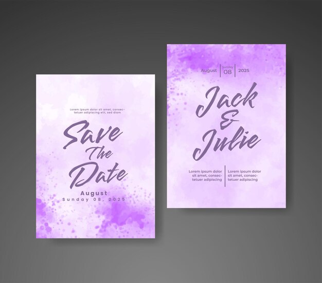Invitación de boda con fondo abstracto de acuarela