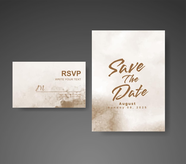 Invitación de boda con fondo abstracto de acuarela