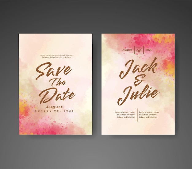 Invitación de boda con fondo abstracto de acuarela