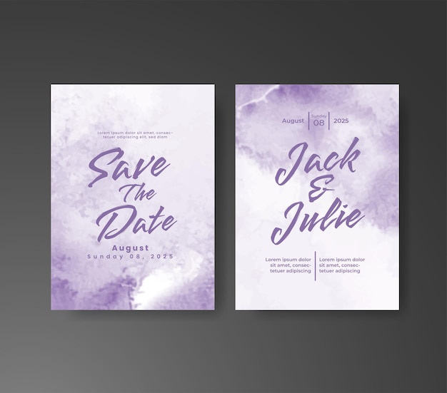 Invitación de boda con fondo abstracto de acuarela