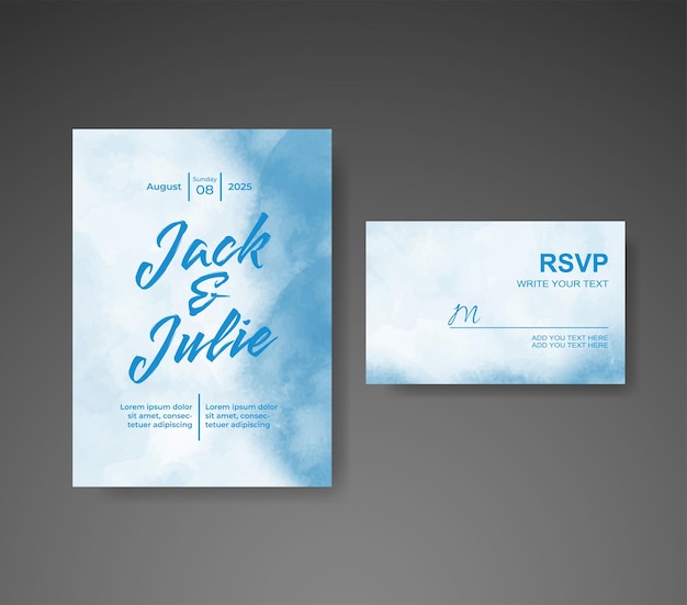Invitación de boda con fondo abstracto de acuarela