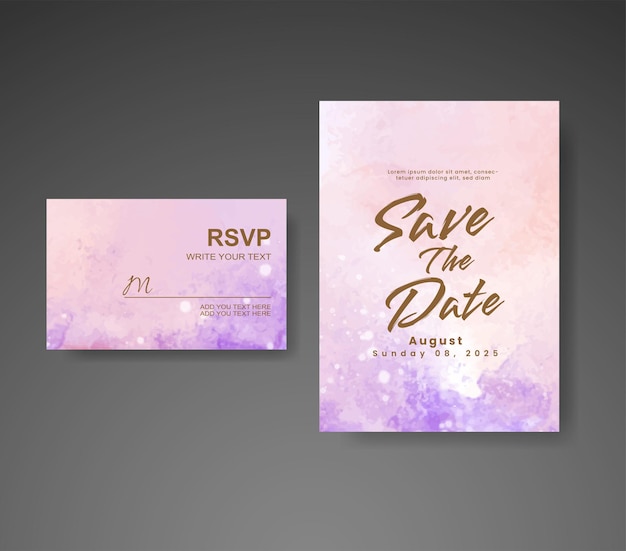 Invitación de boda con fondo abstracto de acuarela