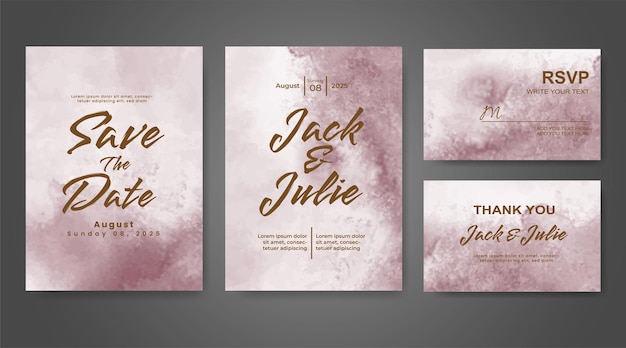 Invitación de boda con fondo abstracto de acuarela
