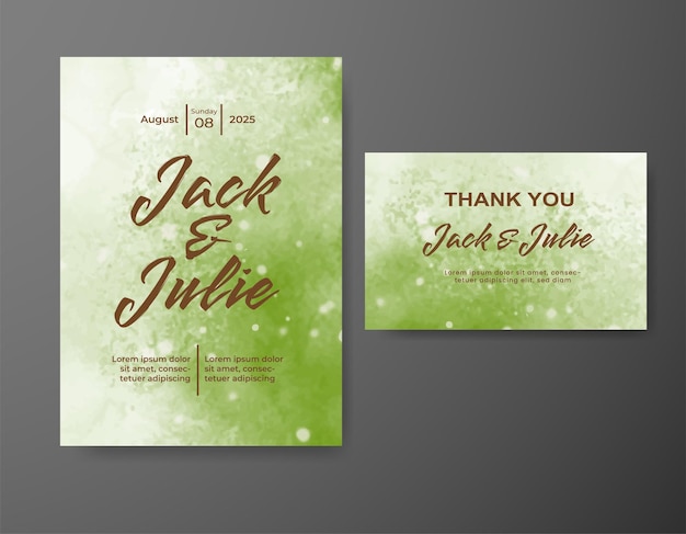 Invitación de boda con fondo abstracto de acuarela
