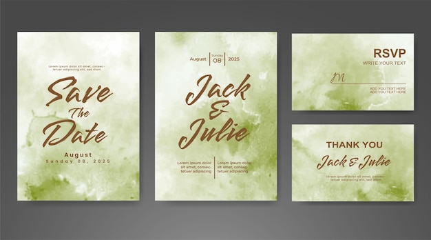 Invitación de boda con fondo abstracto de acuarela