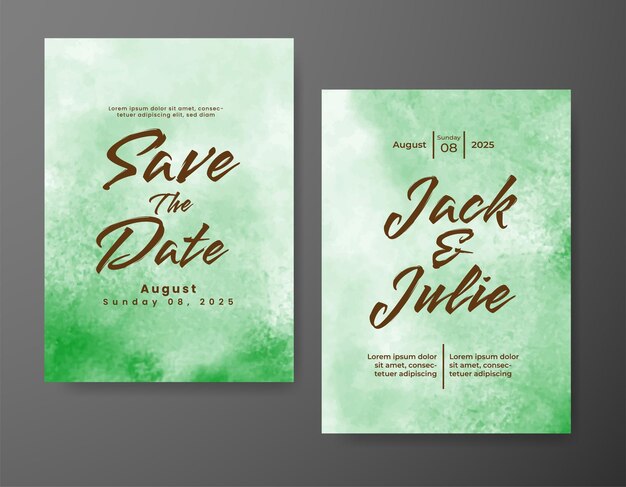Invitación de boda con fondo abstracto de acuarela