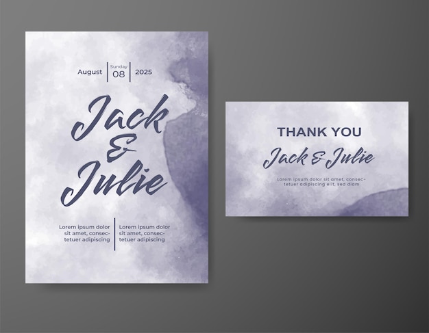 Invitación de boda con fondo abstracto de acuarela