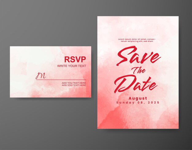 Invitación de boda con fondo abstracto de acuarela