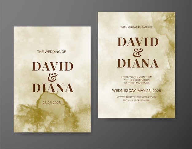 Invitación de boda con fondo abstracto de acuarela