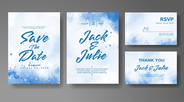 Invitación de boda con fondo abstracto de acuarela