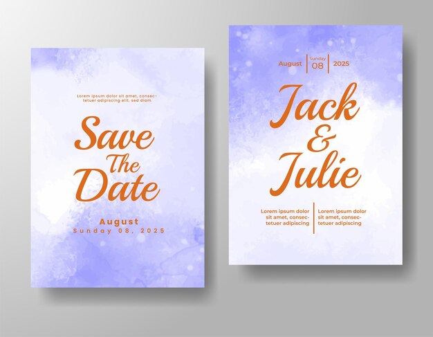 Invitación de boda con fondo abstracto de acuarela