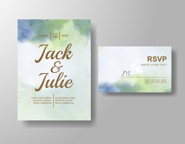 Invitación de boda con fondo abstracto de acuarela