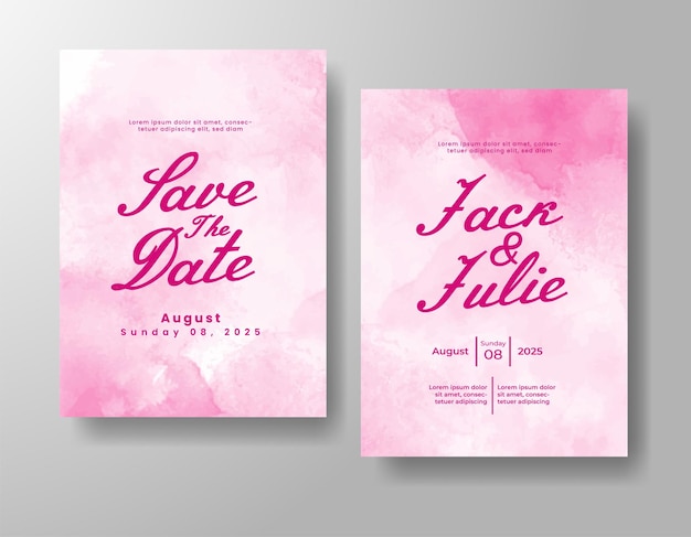 Invitación de boda con fondo abstracto de acuarela