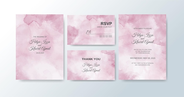 Invitación de boda con fondo de acuarela abstracta