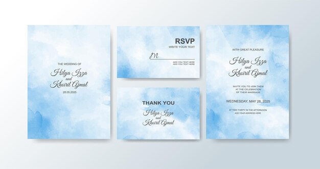Invitación de boda con fondo de acuarela abstracta