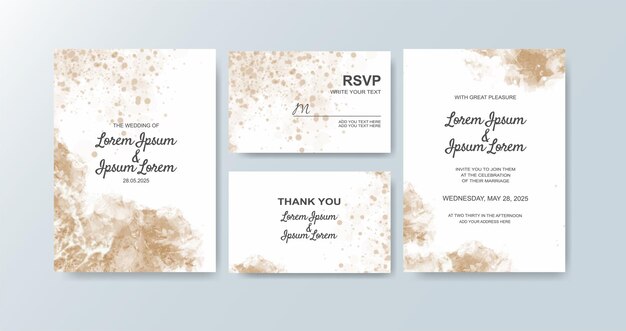 Invitación de boda con fondo de acuarela abstracta