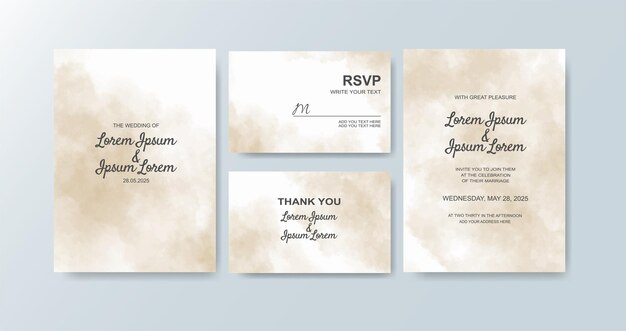 Invitación de boda con fondo de acuarela abstracta