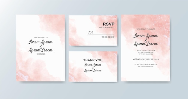 Invitación de boda con fondo de acuarela abstracta