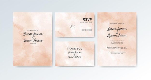 Invitación de boda con fondo de acuarela abstracta