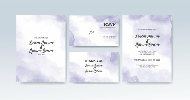 Invitación de boda con fondo de acuarela abstracta