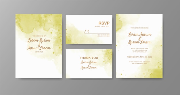 Invitación de boda con fondo de acuarela abstracta