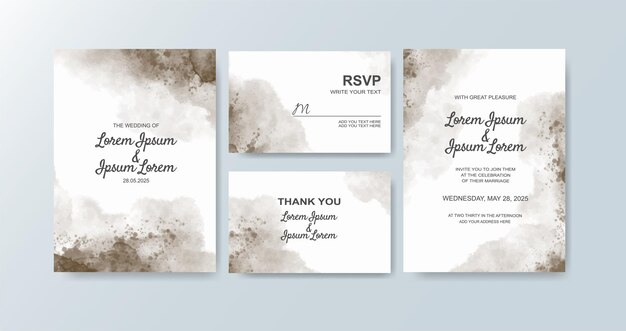 Invitación de boda con fondo de acuarela abstracta