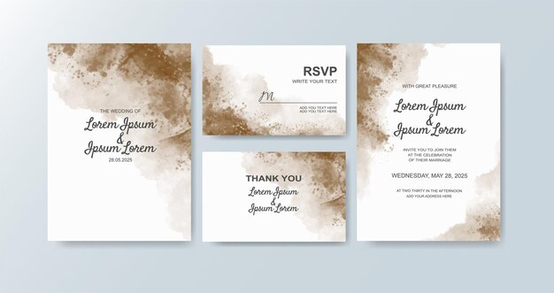 Invitación de boda con fondo de acuarela abstracta