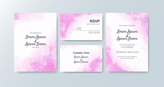 Invitación de boda con fondo de acuarela abstracta
