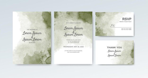 Invitación de boda con fondo de acuarela abstracta