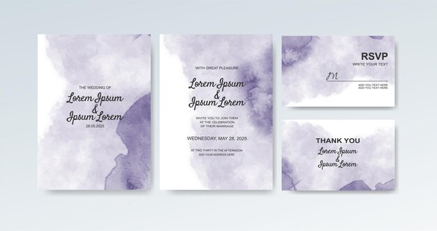 Invitación de boda con fondo de acuarela abstracta