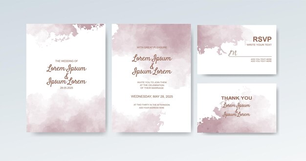 Invitación de boda con fondo de acuarela abstracta