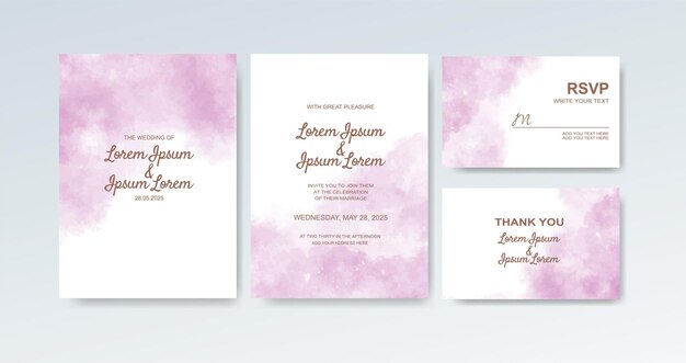 Invitación de boda con fondo de acuarela abstracta