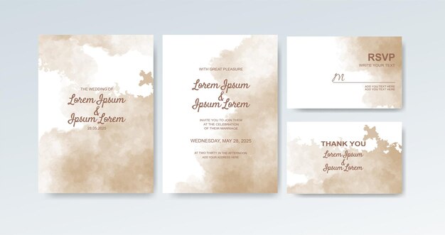 Invitación de boda con fondo de acuarela abstracta