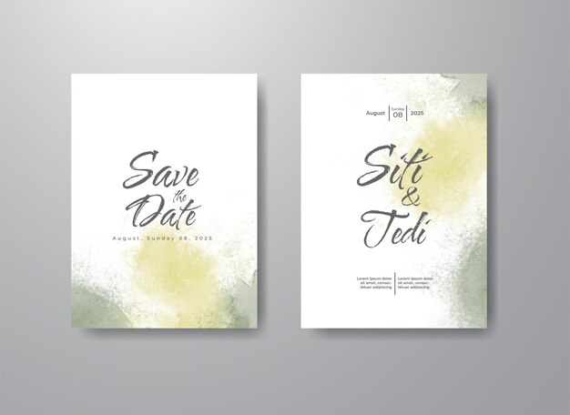 Invitación de boda con fondo de acuarela abstracta