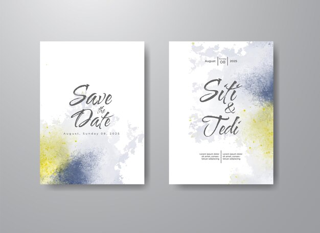 Invitación de boda con fondo de acuarela abstracta