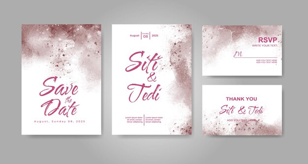 Invitación de boda con fondo de acuarela abstracta