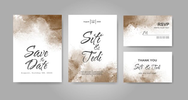 Invitación de boda con fondo de acuarela abstracta