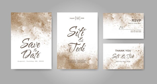 Invitación de boda con fondo de acuarela abstracta